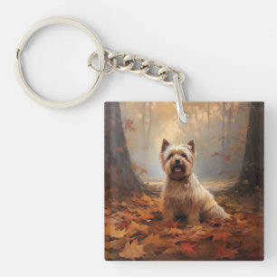 Porte-clefs Biewer Terrier en automne feuilles tombées inspire