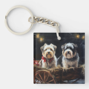 Porte-clefs Biewer Terrier enneigé traîneau Noël décoration