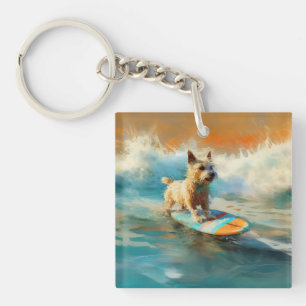 Porte-clefs Biewer Terrier Plage Surf Peinture