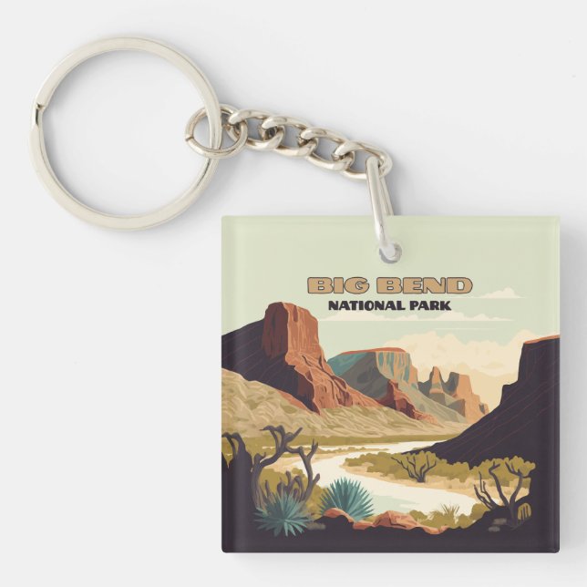 Porte-clefs Big Bend National Park Texas Retro Travel (Devant)