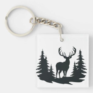 Porte-clefs Big Buck Parmi Pine Trees Vector