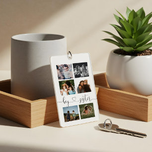 Porte-clefs Big Sister Script Cadeau pour Soeur Photo Collage