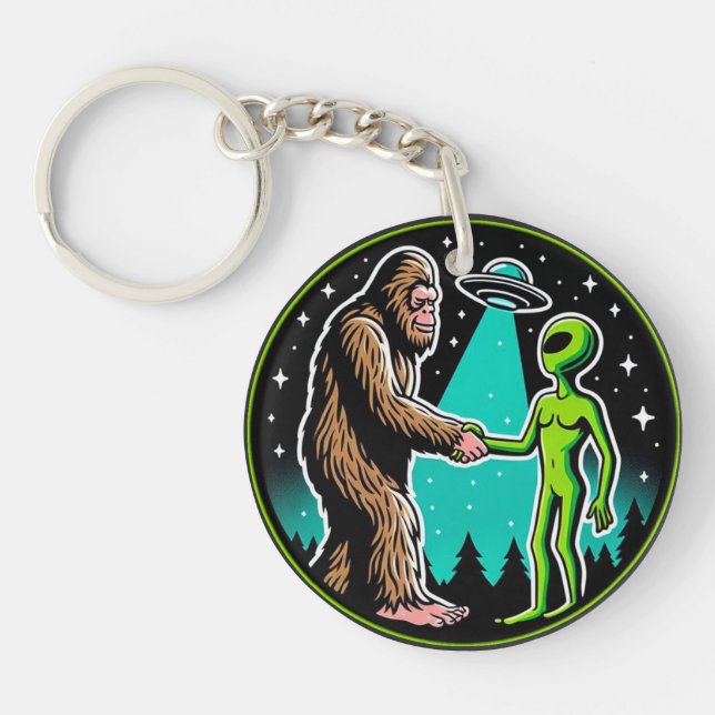 Porte-clefs Bigfoot Alien Alliance - Funny Scifi Cryptid (Devant)