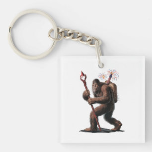 Porte-clefs Bigfoot Feux d'Artifice 4 juillet Drapeau Usa Sasq