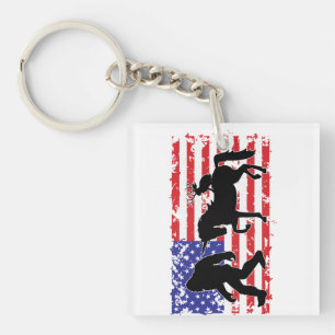 Porte-clefs Bigfoot, Licorne et Jackalope dans le drapeau amér