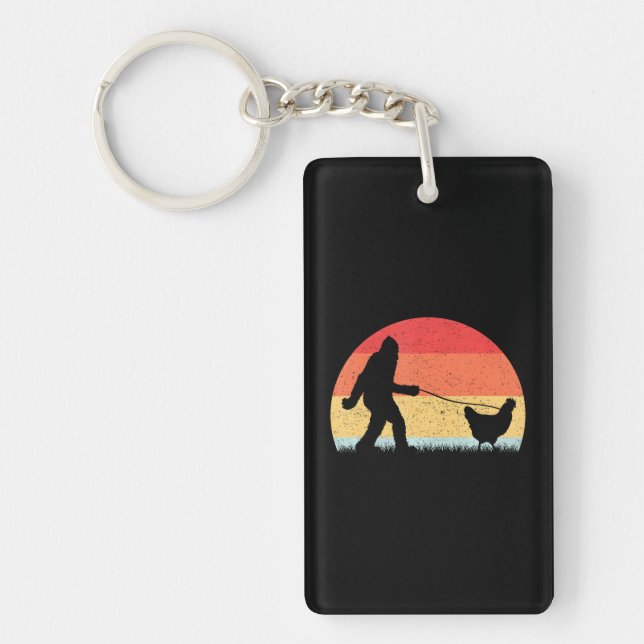 Porte-clefs Bigfoot Marcher Poulet Sasquatch Drôle (Devant)