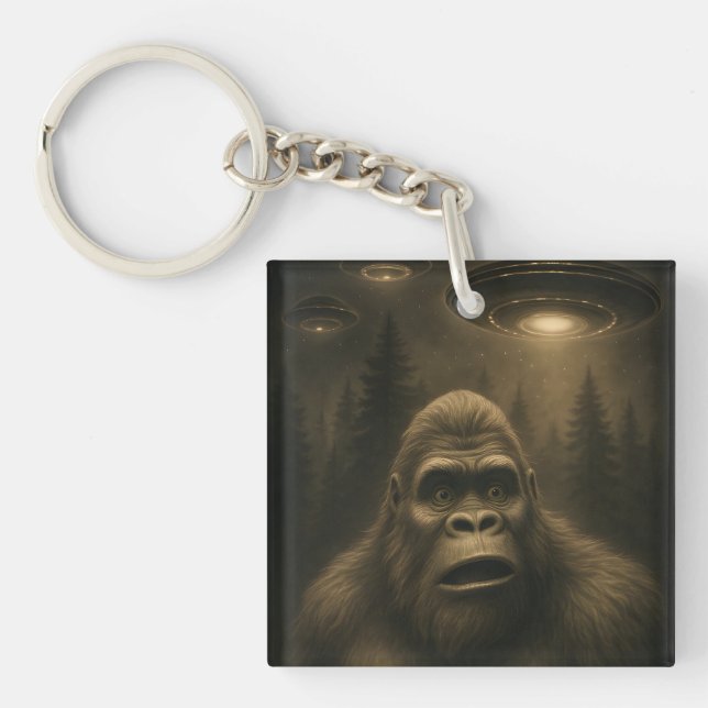 Porte-clefs Bigfoot Sasquatch Alien UFO Funny (Devant)