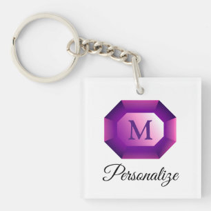 Porte-clefs Bijou en pierre précieuse d'améthyste violette mon