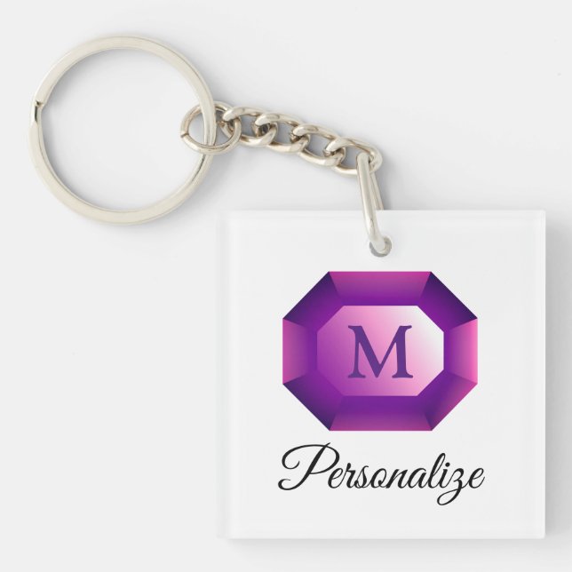Porte-clefs Bijou en pierre précieuse d'améthyste violette mon (Devant)