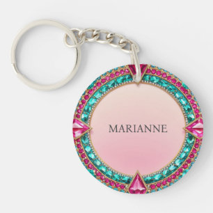 Porte-clefs Bijoux rose et turquoise