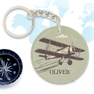 Porte-clefs Biplan vintage classique