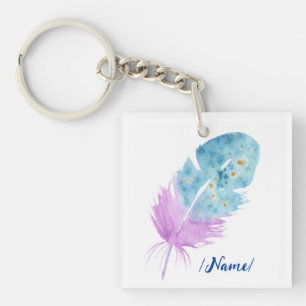 Porte-clefs Birth Blue violet plume cadeau de vacances