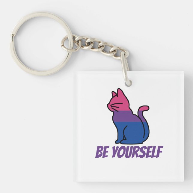 Porte-clefs Bisexual Pride Chat - Soyez vous-même (Devant)