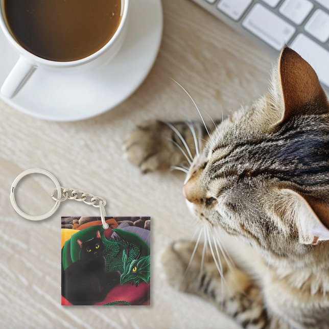 Porte-clefs Black Cat Green Dragon (Créateur téléchargé)