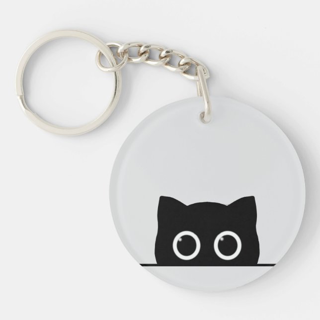Porte-clefs Black Cat Peeking Keychain (Devant)