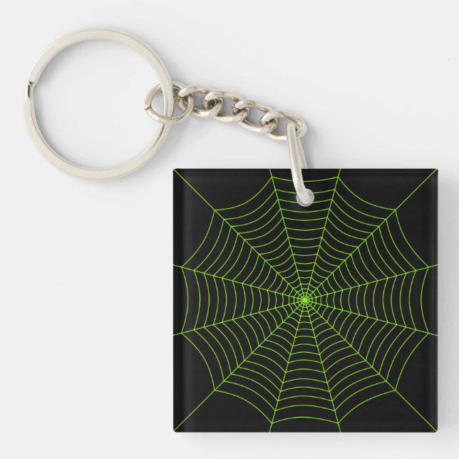 Porte-clefs Black neon vert toile d'araignée Halloween motif (Devant)