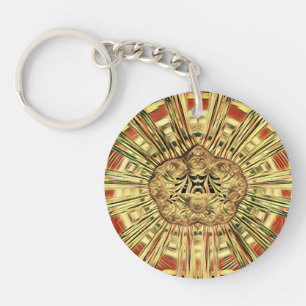 Porte-clefs Black Red Green Gold Abstrait Fractal ~ Porte - cl