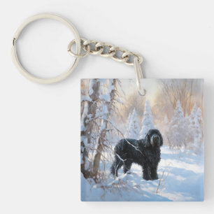 Porte-clefs Black Russian Terrier Laisser neiger Noël