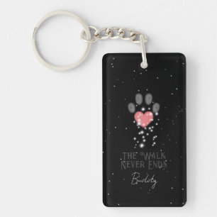 Porte-clefs Black Starlight Pink Heart Empreinte de patte Dog