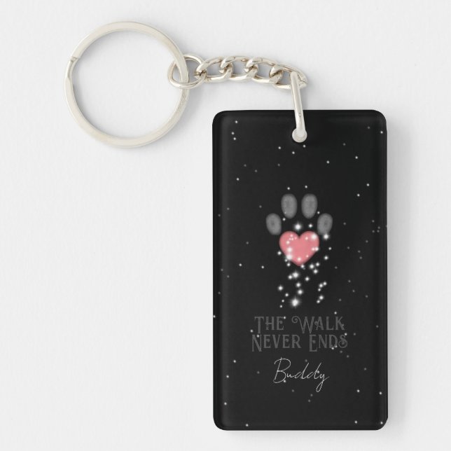 Porte-clefs Black Starlight Pink Heart Empreinte de patte Dog  (Devant)