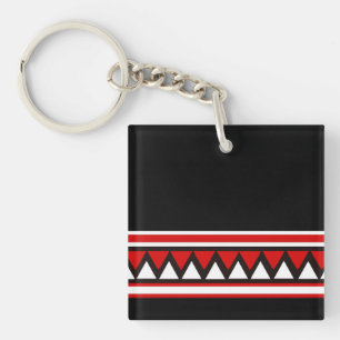 Porte-clefs Black, White and Red Tribal Triangles
