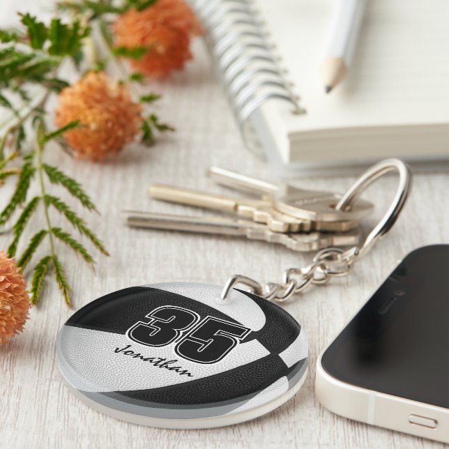 Porte-clefs Black white équipe couleurs garçons filles basketb (Devant droit)