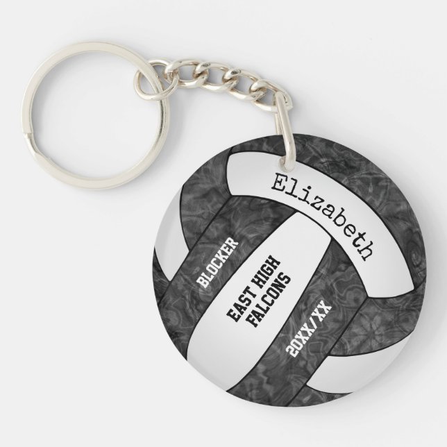 Porte-clefs black white esprit d'équipe volleyball (Devant)