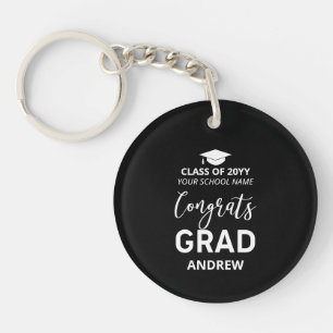 Porte-clefs Black & White Votre nom Photo Graduation Cadeau
