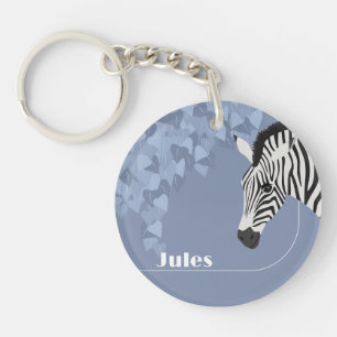 Porte-clefs Black White Zebra Blue Yellow Ivy ajouter le nom