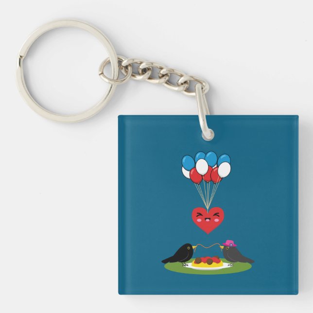Porte-clefs Blackbird's Spaghetti Meatballs Valentine's Date (Devant)