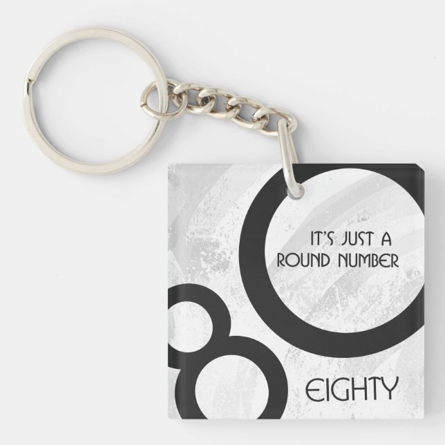 Porte-clefs Blanc 80 Décennie Anniversaire (Devant)