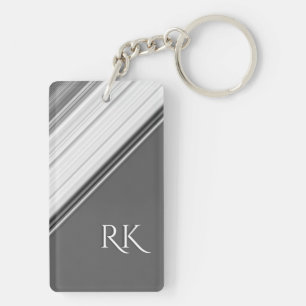 Porte-clefs Blanc Moderne sur Monogramme Gris