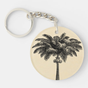 Porte-clefs Blanc tropical vintage de modèle de palmier d'îl
