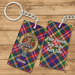 Porte-clefs Blason de Clan Christie sur tartan