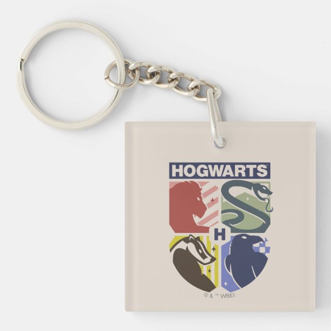 Porte-clefs Blason timbré VINTAGE HOGWARTS™ (Devant)