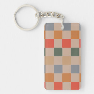 Porte-clefs Bleu Beige Orange Brown À damiers En vichy Motif