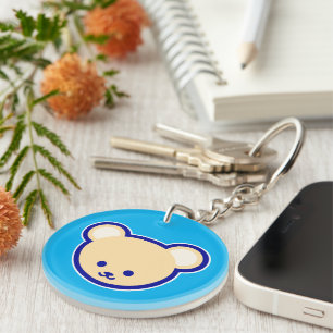 Porte-clefs Bleu Bleu Beige Teddy Bear Dessin