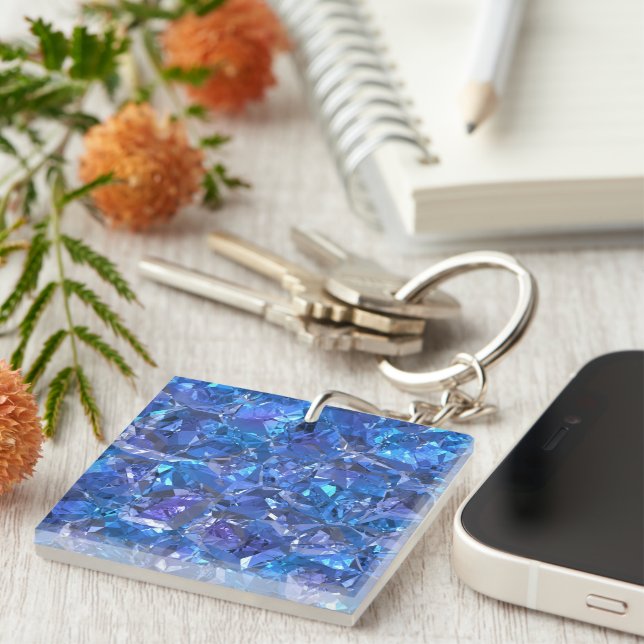 Porte-clefs Bleu cristal et violet (Devant Droit)