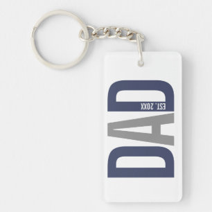 Porte-clefs Bleu de marine moderne Papa personnalisé établi