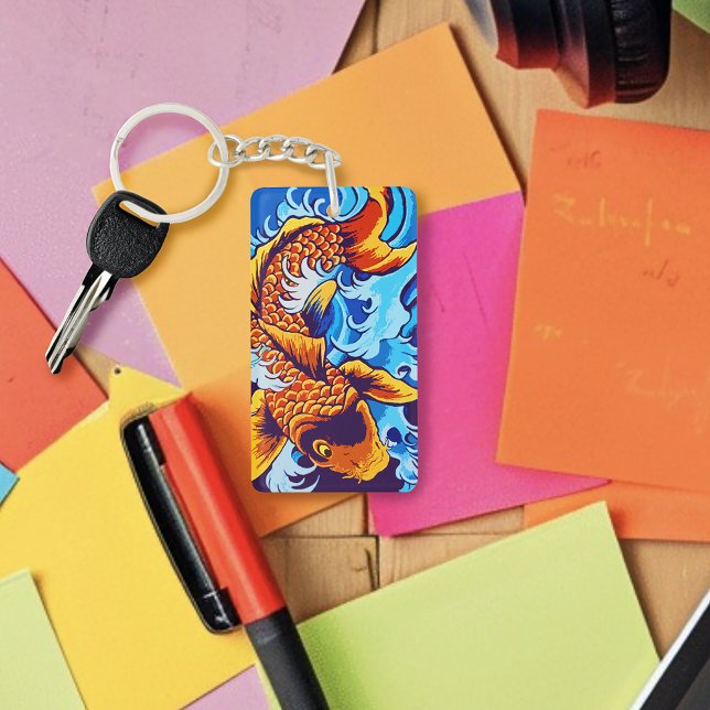 Porte-clefs Bleu de poisson orange Koi (Créateur téléchargé)
