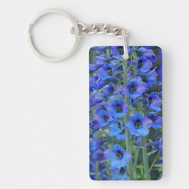 Porte-clefs Bleu Delphiniums Bague à touches (Devant)