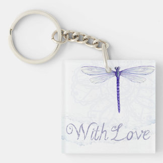 Porte-clefs Bleu Dragonfly Avec Porte - clé Acrylique Amour