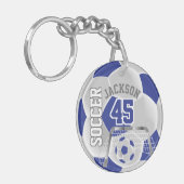 Porte-clefs Bleu et blanc Football ⚽ Porte - clé de bal Sport (Devant gauche)