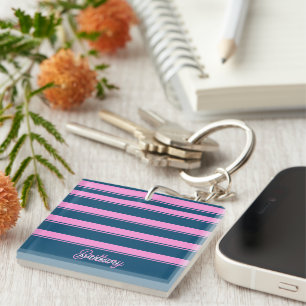 Porte-clefs Bleu et rose Motif personnalisé