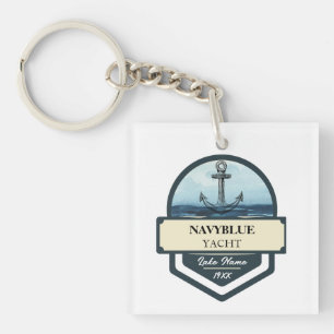 Porte-clefs Bleu Marine Ancre nautique club bateau marina
