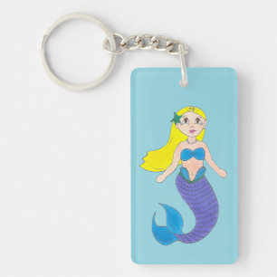 Porte-clefs Bleu mauve natation océan Sirène personnalisée