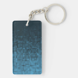 Porte-clefs Bleu, moderne, rétro, cool, motif à points tendanc