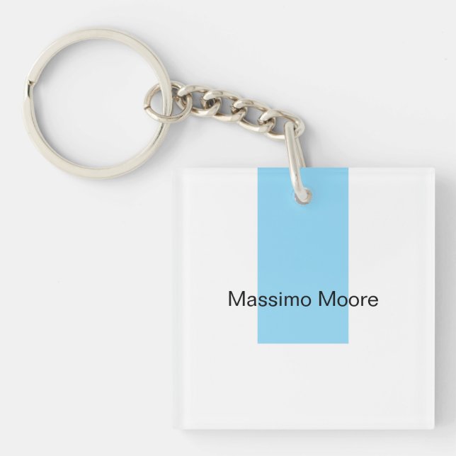 Porte-clefs Bleu Noir Blanc Simple Élégant Propre Nom (Devant)
