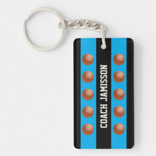Porte-clefs Bleu/Noir pour entraîneur de basket, Joueur, Nom