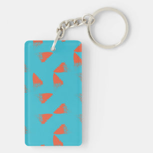 Porte-clefs Bleu, orange, dynamique, motif géométrique tendanc